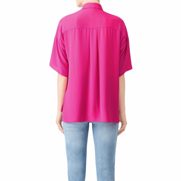 Amanda Uprichard Hot Pink Calton Button-down Top - Picture 3 of 10